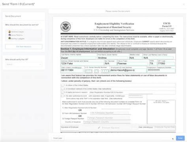 Can you fill out an I-9 electronically?