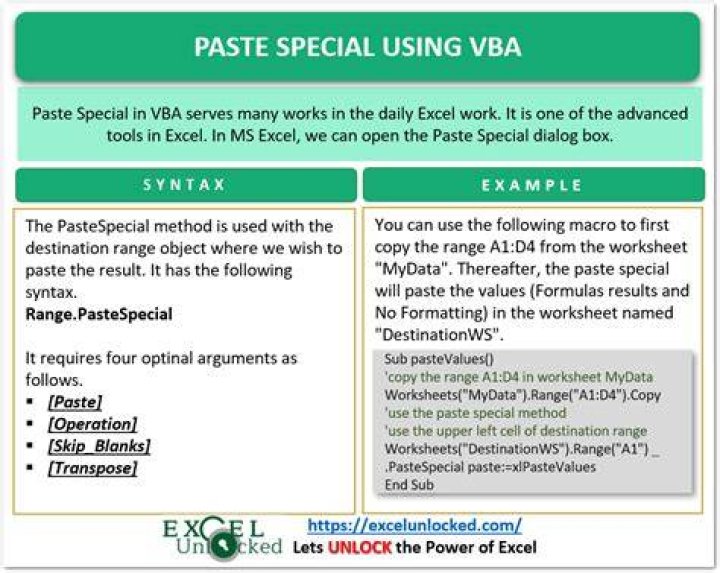 How do I paste special values in Excel VBA?