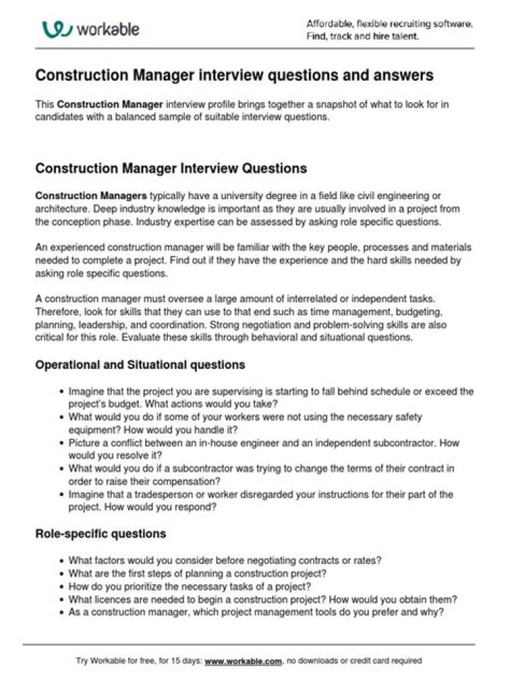 How do I prepare for a construction manager interview?