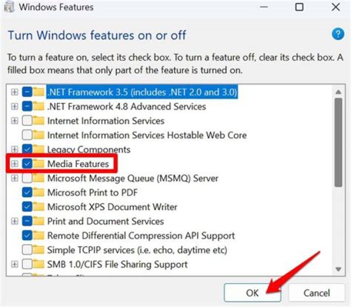 How do I turn on media features in Windows 10?