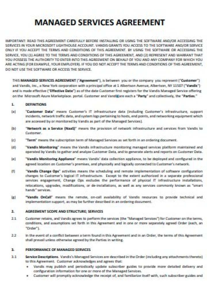 What is a managed services agreement?